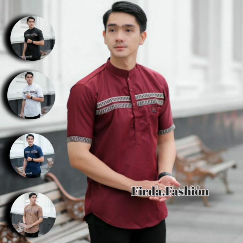Baju Koko Kurta FF Baju Koko Pria lengan pendek Koko Kurta FF