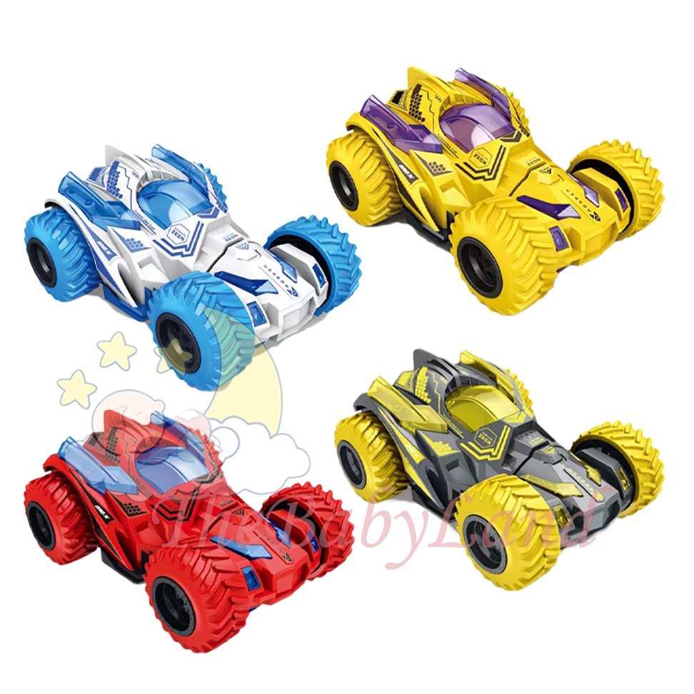 [1KG 7PCS] Babyland Mobil Mainan Monster Zap Cars Turnable Head Tanpa Batrai Ban Karet Tahan Banting