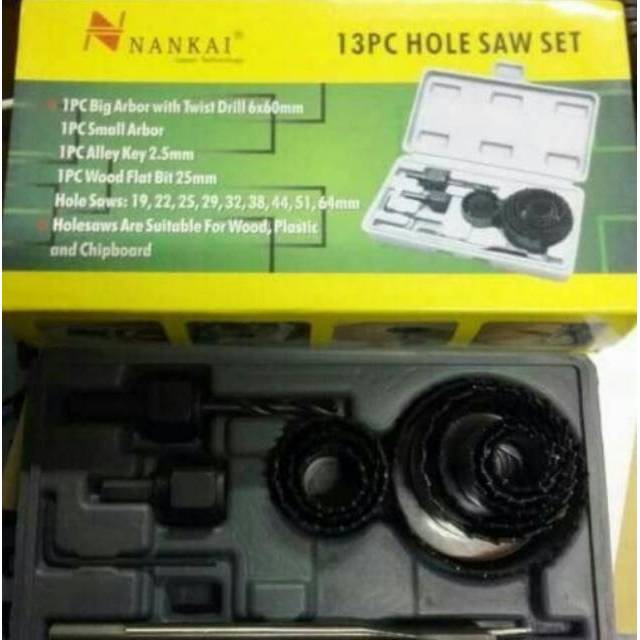 Mata Bor Kayu Bulat 13 Pcs / Hole Saw Wood Set/Holesaw Kit Mata Bor Kayu Set Isi 13 Pcs Hole Saw Kit