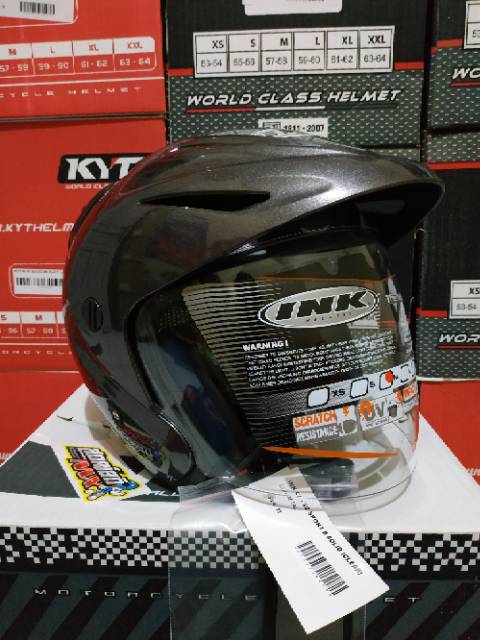 HELM INK CX22 ORIGINAL SOLID GUNMETAL HELM INK CX 22 POLOS ABU ABU TUA HELM INK TOPI MURAH ORI NO KW