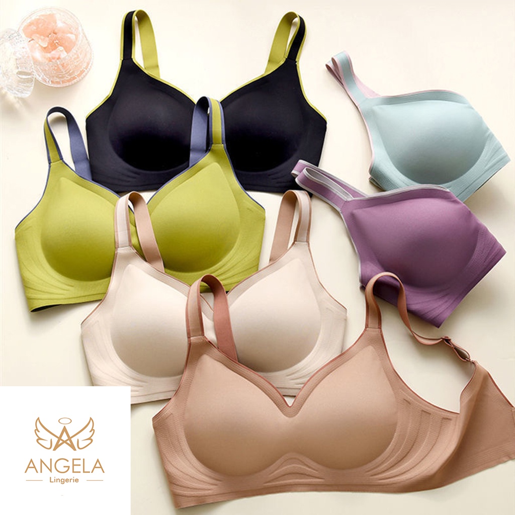 ANGELA PREMIUM JAPAN Bra BH JUMBO SIZE Push Up Tanpa Kawat Wanita Bikini Sport Beha Lingerie Korea Fashion Bralette Remaja Perempuan Sexy COD Renang Motif Bunga Cewek Pita Bunga Murah Nachi Bralette