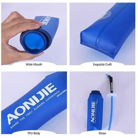 ● AONIJIE Soft Flask Long Straw botol minum Lari Trail Hiking 350/600mL - 350ML ☈