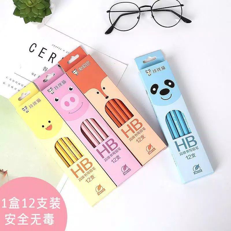 Pensil Tulis HB ANIMAL 1 SET ISI 12 PCS Pensil HB Sekolah