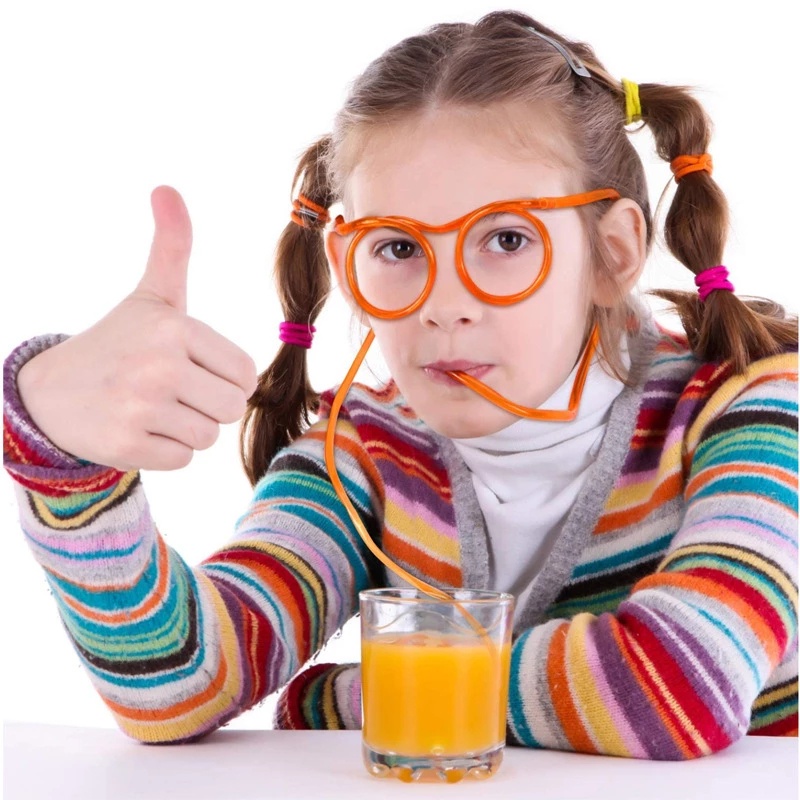 Funny PVC Glasses Straw / Flexible Drinking Tube Drinking Straws for Kids Party Accessories