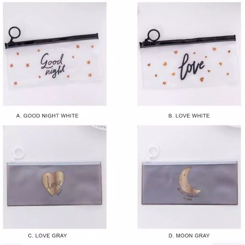 

kotak pensil transparant mini zipper tempat pensil pencil case