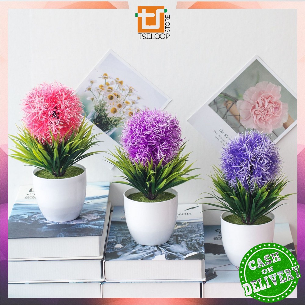 OFM-C35-37 Ornamen Pot Bonsai Pajangan Dekorasi Rumah Tanaman Bunga Hias Plastik Artificial Flower-5