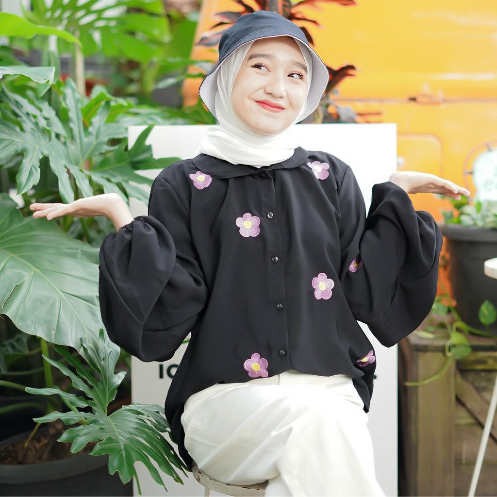 1KG MUAT 5PCS UNARA BLOUSE BORDIR FLOWERY HITS SELEBGRAM 