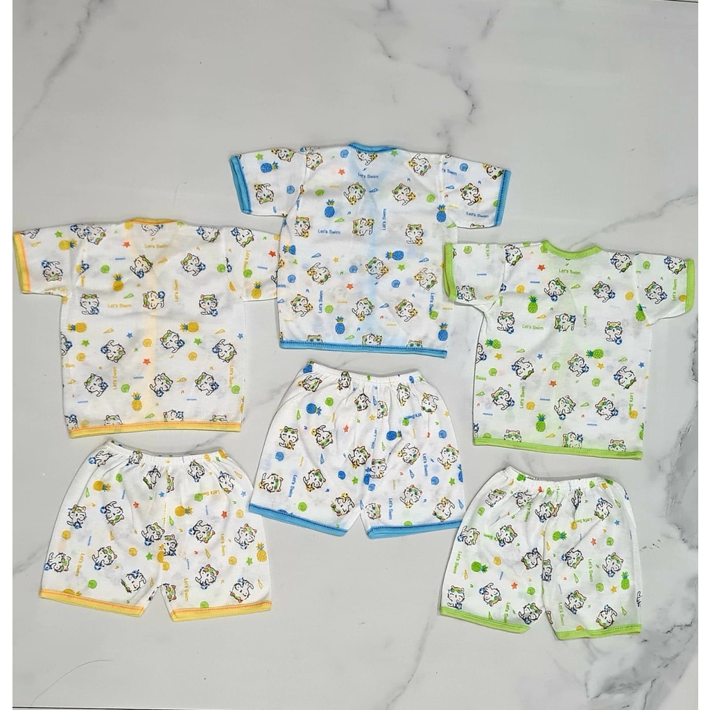 3 Pcs Setelan pendek tabur bayi Laki-laki perempuan isi 6 SA-08/baju bayi baru lahir