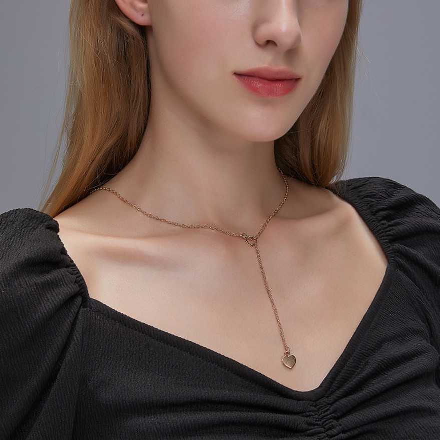In Kalung Liontin Hati Panjang Fashion Korea Menyukai Gadis Rantai Klavikula Kalung Wanita Liontin