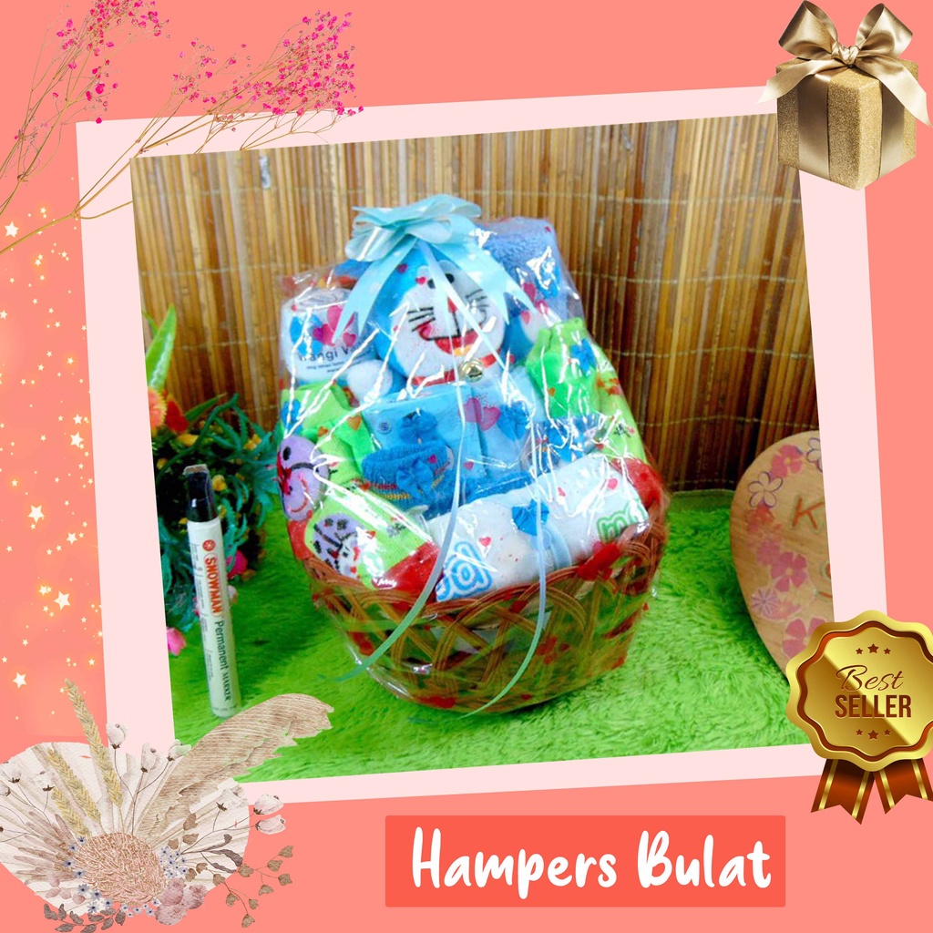 kembarshop TERLARIS paket kado bayi kado lahiran-keranjang bulat ANEKA WARNA-1