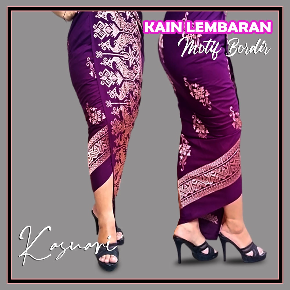 Kain Kamen Rok Pakaian Lilit Songket Saput Udeng Bordir Adat Bali Bawahan Kebaya Wanita Pria Murah-Kain Ungu