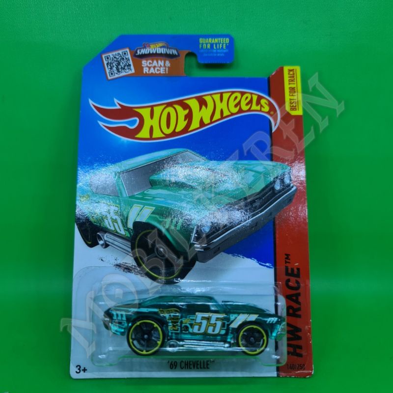 diecast Hot Wheels US HW Race 69 Chevelle x-raycers transparan