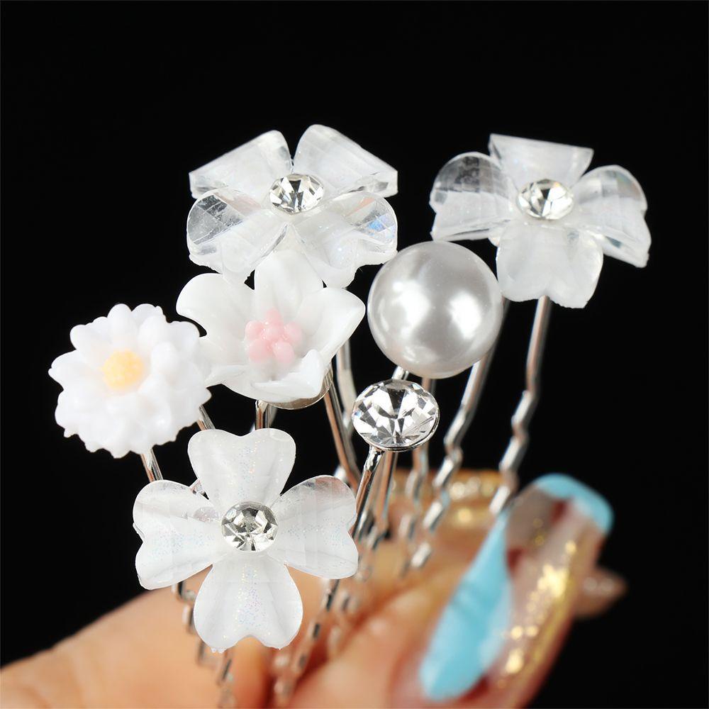 20pcs hairpins U shape flower design pearl accent crystal rhinestone for Bride