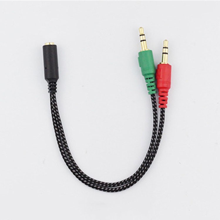 Kabel AUX Audio 3.5mm Female ke 2 x 3.5mm Male Nylon Braided