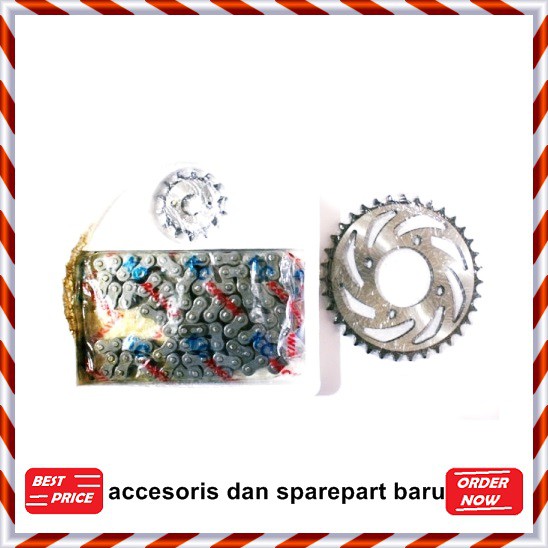 PAKET RANTAI+GEAR BAJA SHOGUN 125 SPAREPART MOTOR PRODUK KCRACING