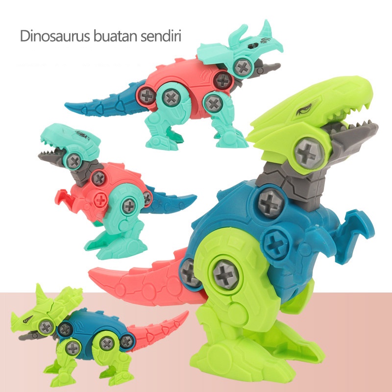 Mainan DIY dinosaurus bongkar pasang obeng/Diy dinosaurus bongkar pasang puzzle/ mainan dinosaurus/  mainan edukasi (B277)