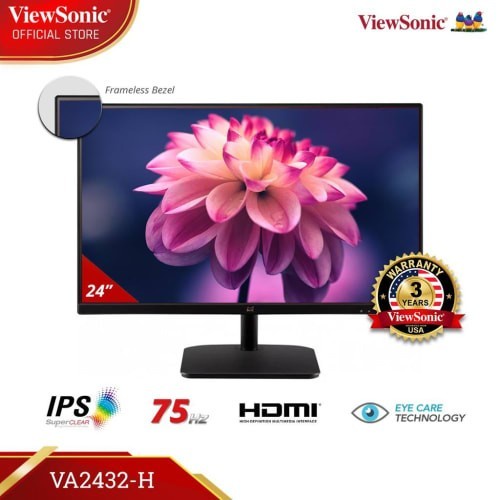 Monitor ViewSonic LED 24" VA2432H / VA2432-H 75Hz 104% Frameless