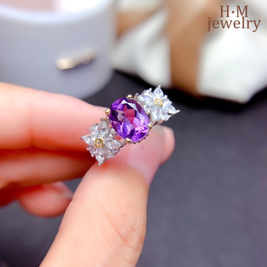 Cincin Desain Daisy Amethyst Natural