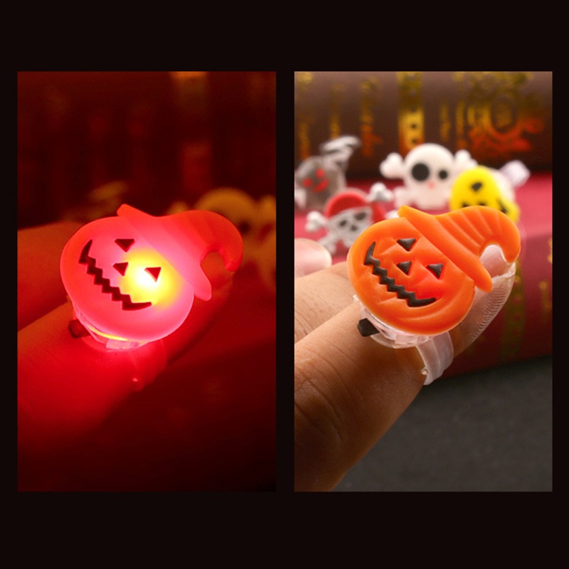 Siy 50pcs / Set Cincin Knuckles Dengan Lampu LED Luminous Untuk Halloween