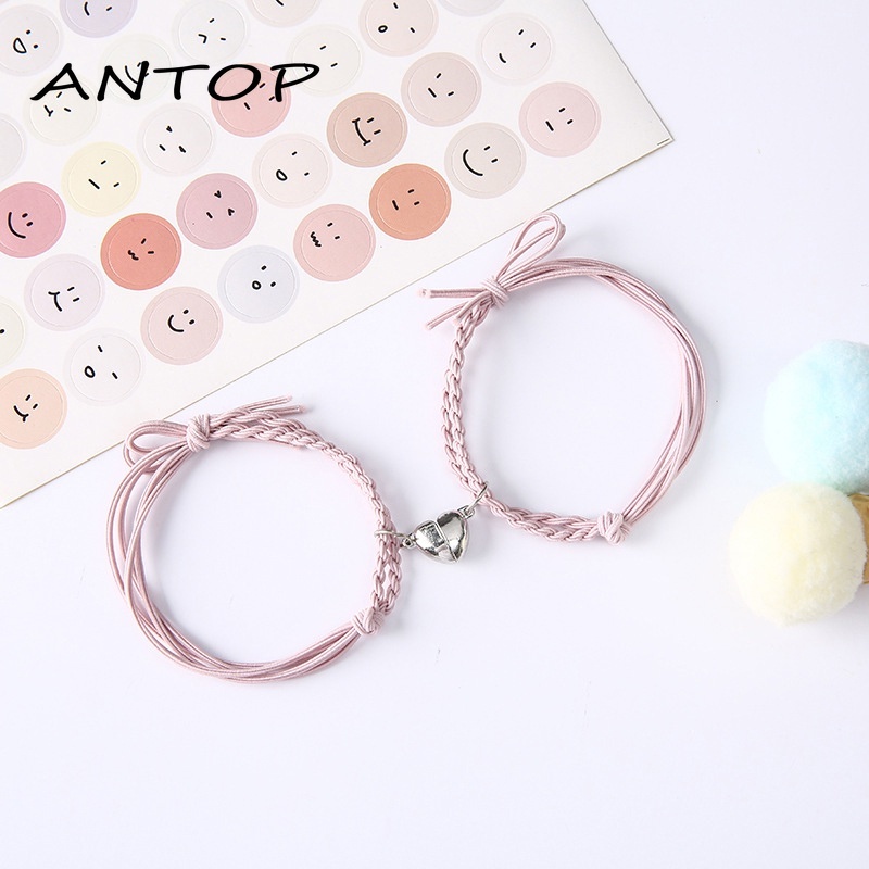 2 Pcs Gelang Pasangan Magnetik Warna Hitam Untuk Pria Dan Wanita