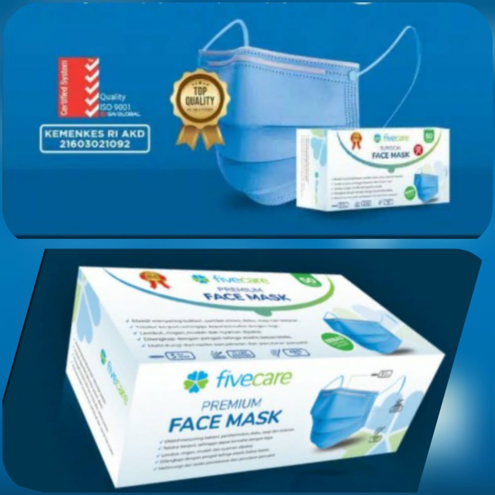 masker fivecare face mask  3ply Shopee Indonesia 