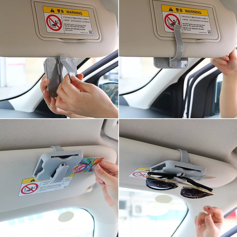 Tempat Holder Sunvisor 3 Kartu + 1 Kacamata Mobil Car Minimalis Design