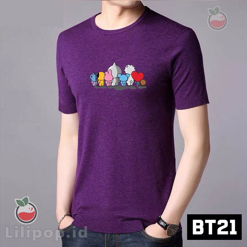 Baju kaos BTS MCD Pria wanita Atasan Lengan pendek kaos Tshirt Basic Cowok katun kombet Bt21