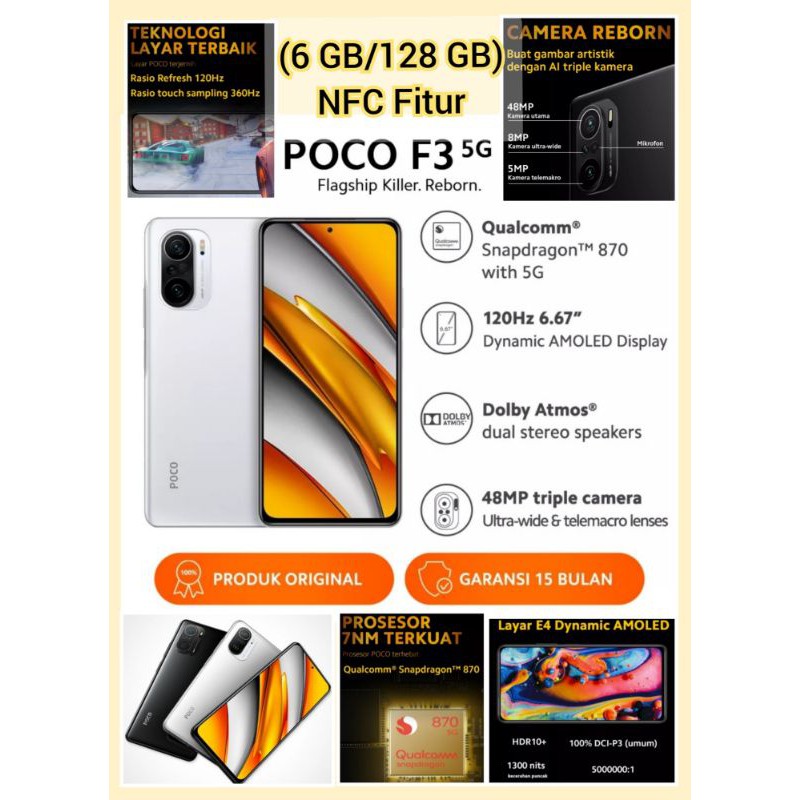 Jual Smartphone Master Of Gamers Poco F3 5g Nfc 6 Gb128 Gb Artic White Baru Segel 1824
