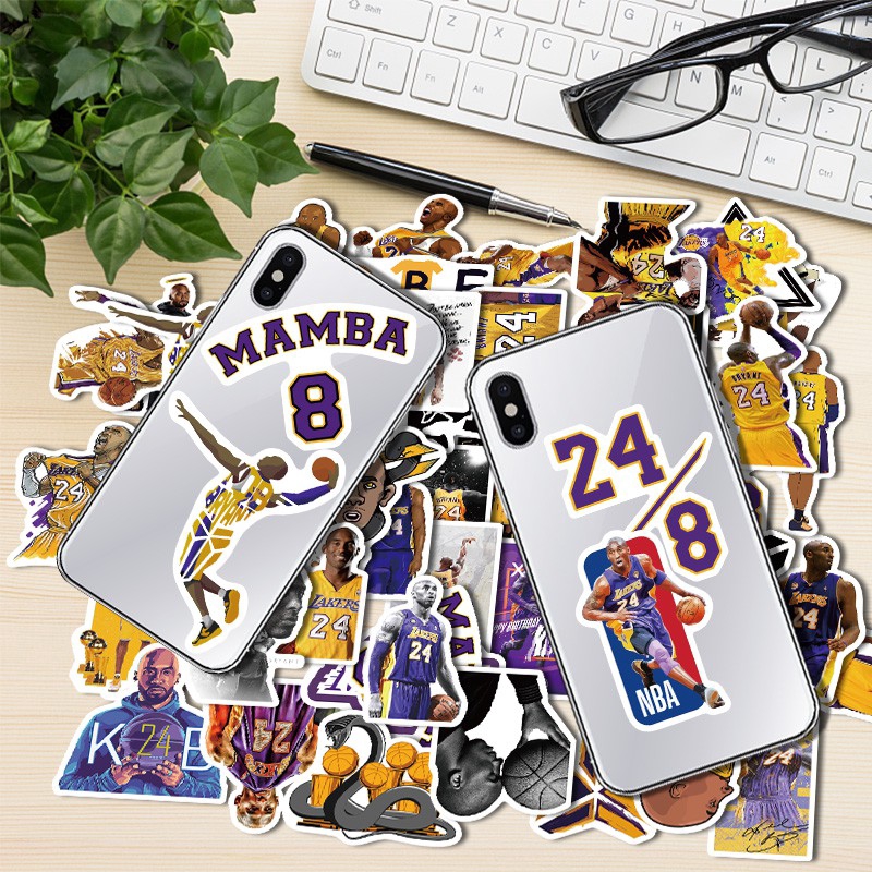 50 pcs Basketball Stickers Kobe Bryant Sticker Waterproof Kids Toy Stickers for Luggage Laptop Phone Skateboard Decal