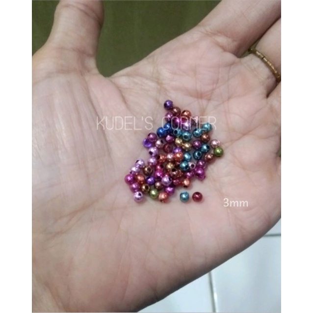 10gr manik Mote lada 3mm-4mm/ mutiara ringan metalik/ mutiara pembatas spacer metalik