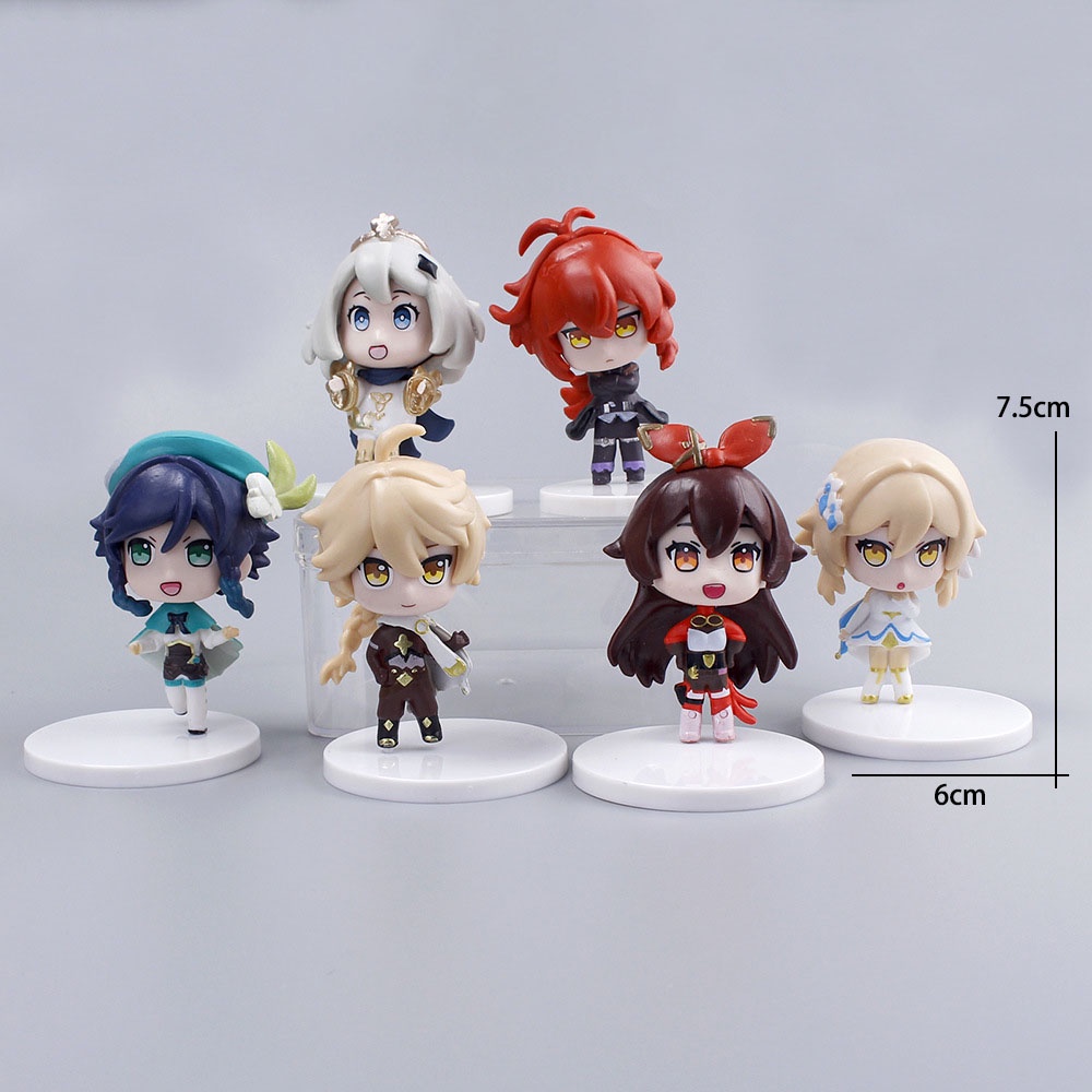 Genshin Impact isi 6 Pcs Klee Paimon Barbatos Aether Diluc Action Figure