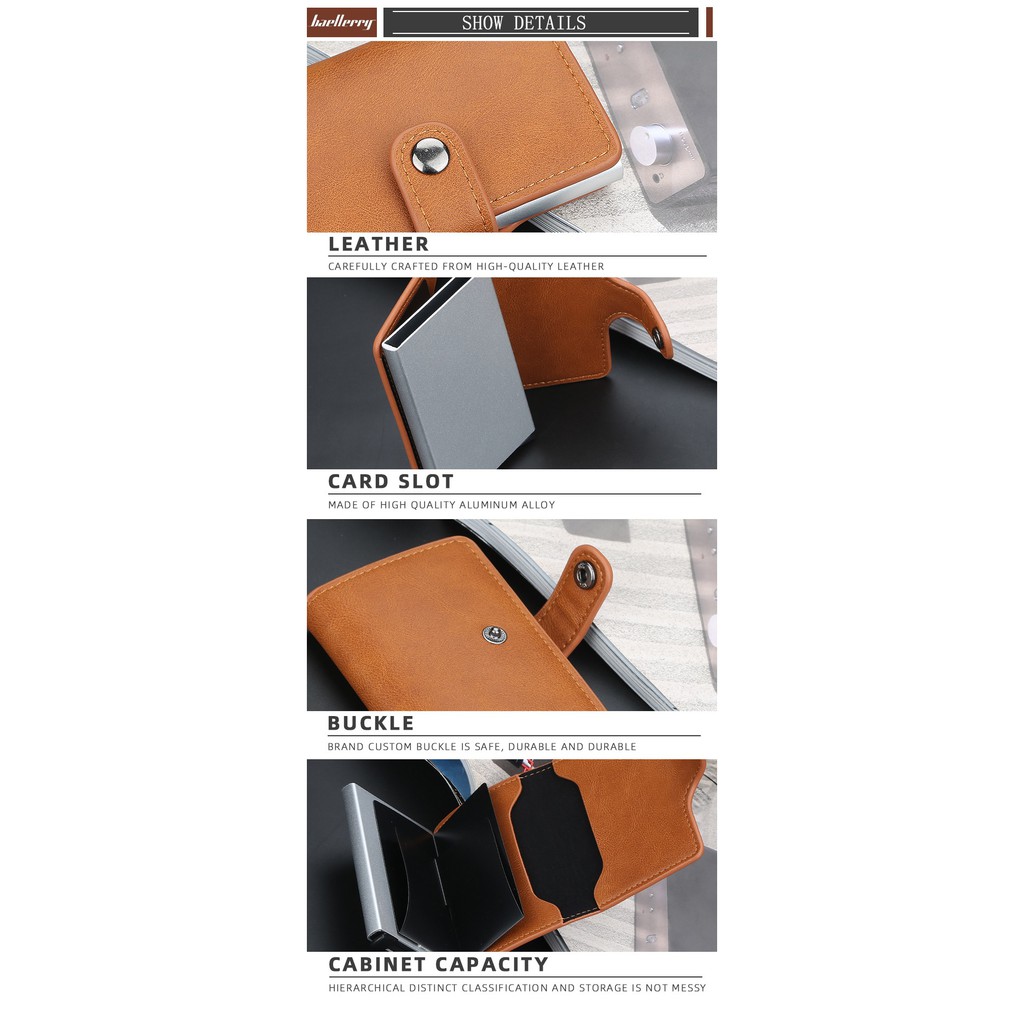 Pop-Up Card Holder Leather Wallet - Dompet Kartu Pria - Muat 8 Kartu