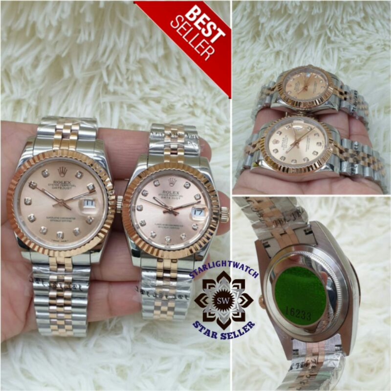jam tangan rolex datejust couple automatic stainless kualitas original