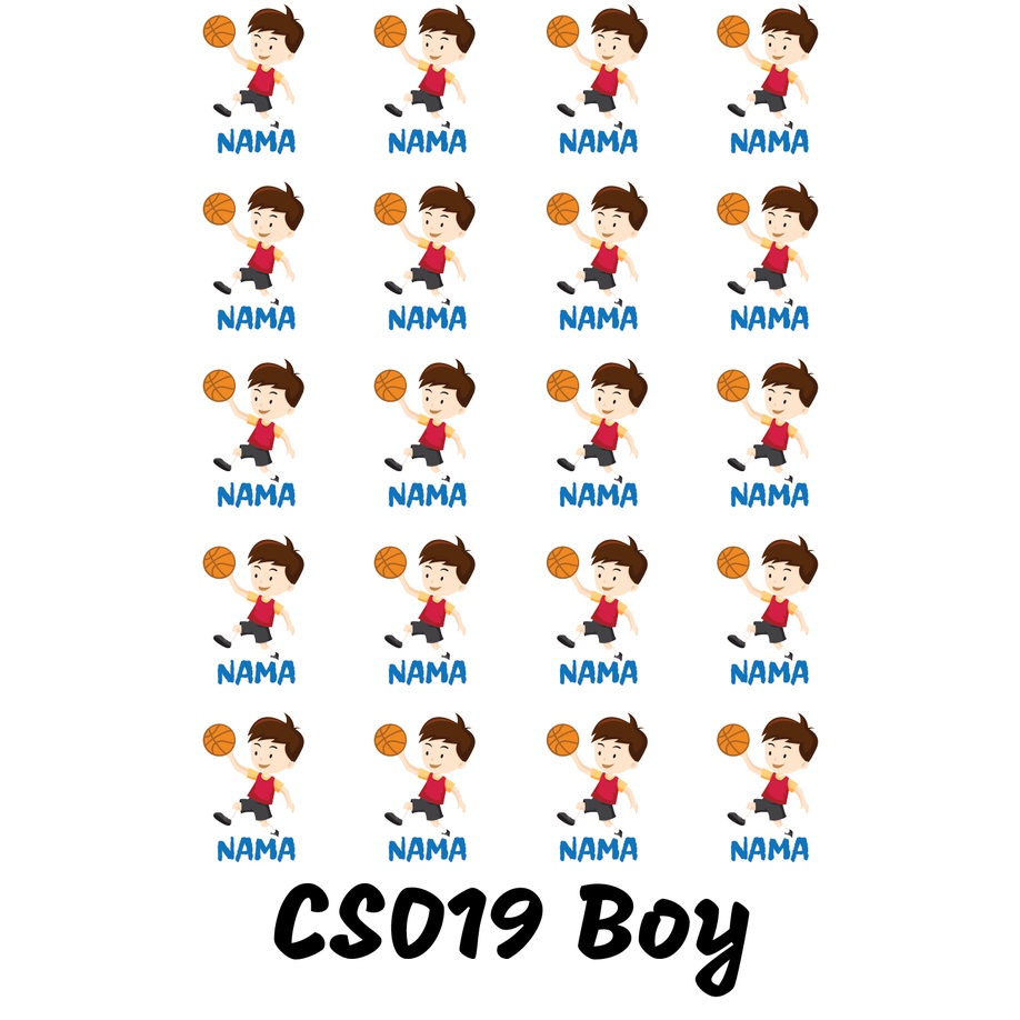 

Sticker Nama Cutting Label Waterproof Tahan Air Boy Sport 19 (CS019)