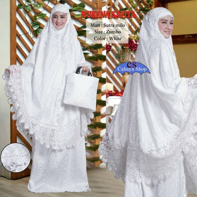 MUKENA PREMIUM SAFIA, MUKENA SUTRA MIX RENDA CANTIK, ORIGINAL CAHAYA SHOP