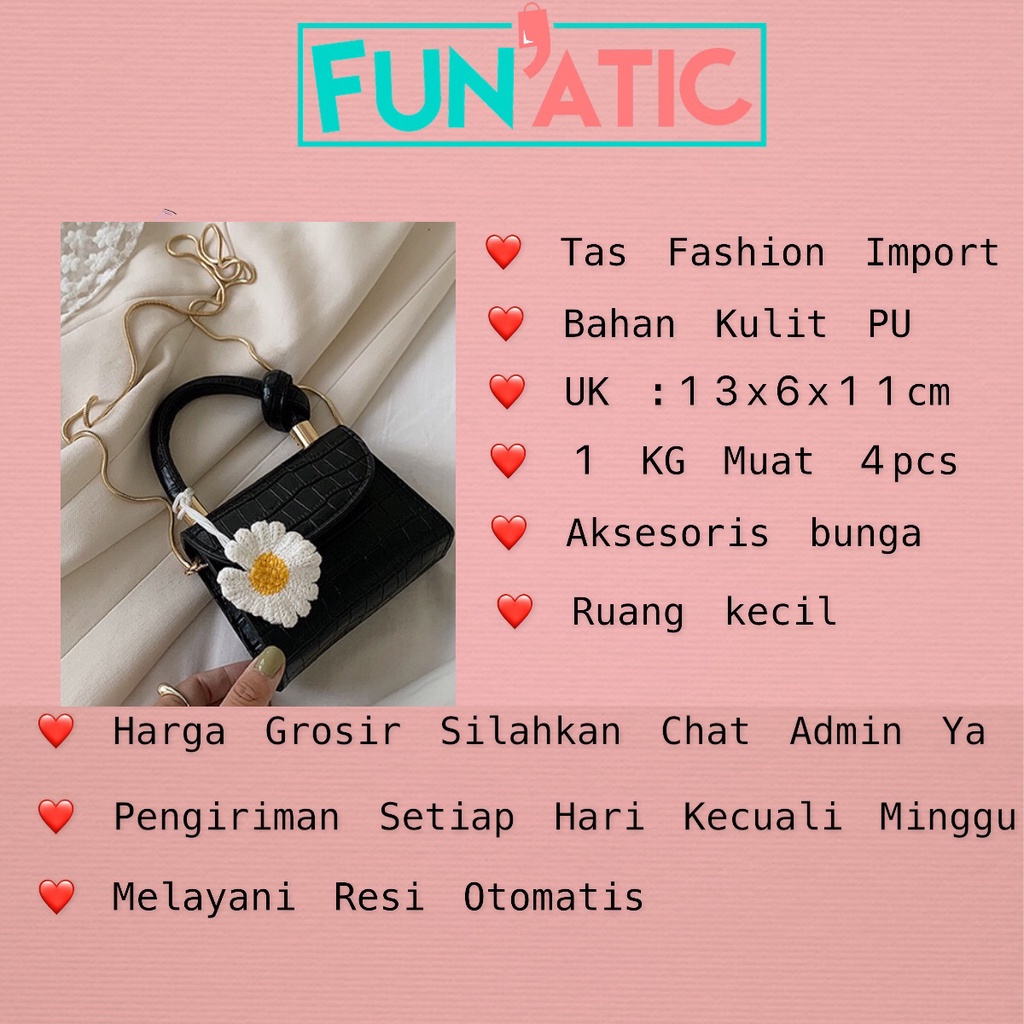 Funatic Tas Selempang Mini Wanita Import Fashion Korea Croco Uk12.5x5.5x11cm FA983