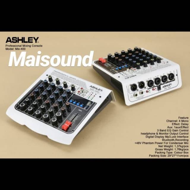 MIXER ASHLEY MIX 400 ORIGINAL MIX400 4 CHANNEL BLUETOOTH ORI