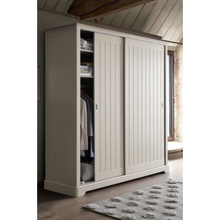 Promo Lemari Pintu 2 Sleding Kayu Jati Minimalis Putih Duco Elegant