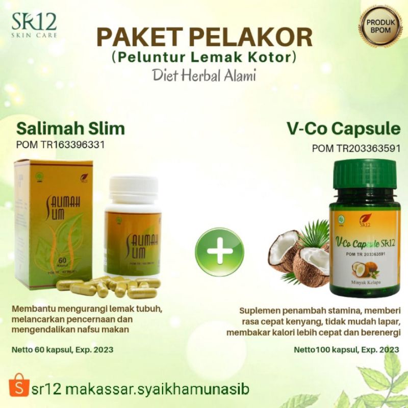 Paket Ampuh Pelangsing Herbal Obat Diet Penurun Berat Badan Peluntur Lemak Perut BPOM Salimah Slim S
