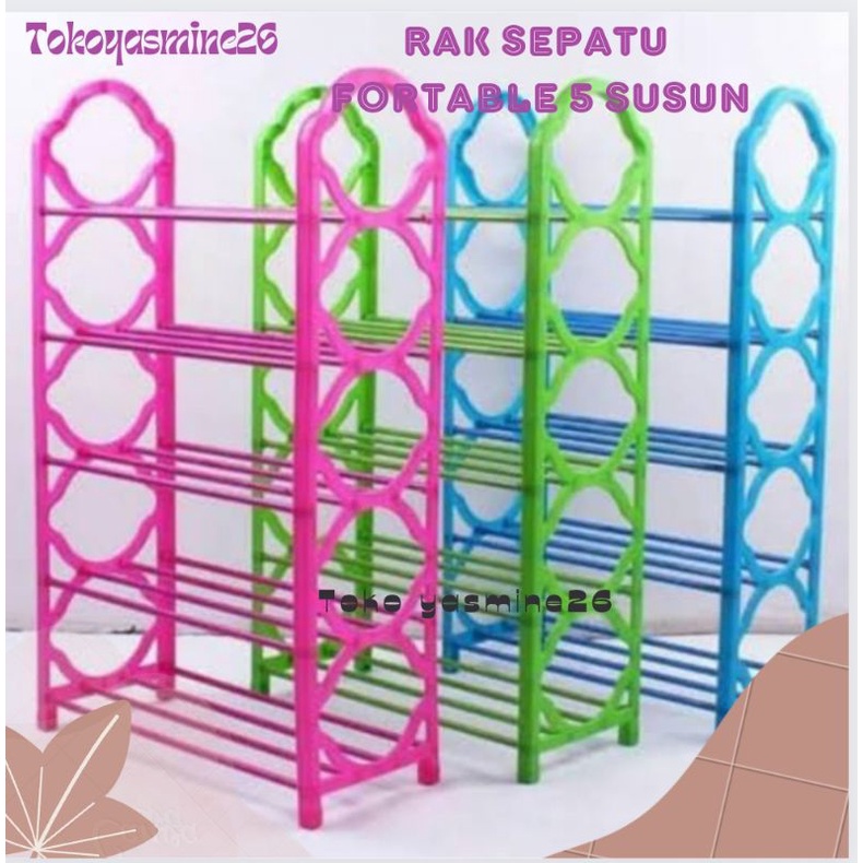 Rak Sepatu Warna Susun 5 Fortable Tie Besi Plastik Serbaguna