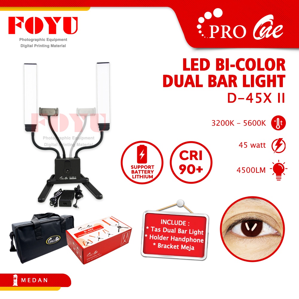 Professional LED Bi-Color Dual Bar Glam Light Pro One D-45X