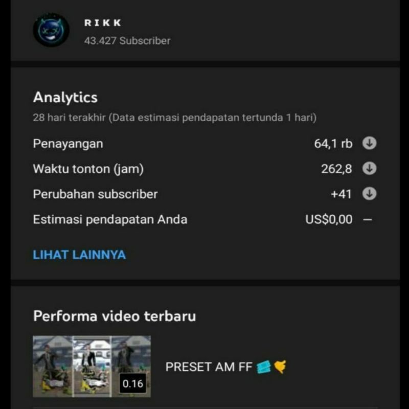 AKUN YOUTUBE 43 RIBU SUBSCRIBER