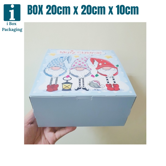

[5pcs] Box Chiffon Marmer Cake Dus Natal Lapis Legit Packaging Hampers Parsel Dus 20x20x10cm Christmas