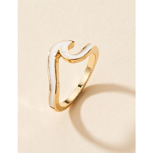 LRC Cincin Fashion plated Oil Dripping Wave Alloy Ring K83408