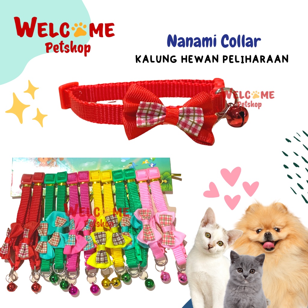 Nanami Collar Kalung Kerincing Anjing Kucing Kelinci Motif Pita Lucu