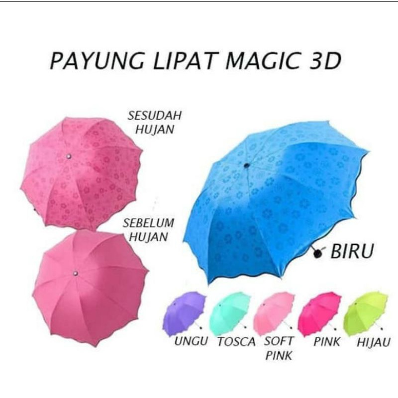 PAYUNG LIPAT AJAIB KELUAR MOTIF BILA KENA AIR MAGIC UMBERELLA HUJAN