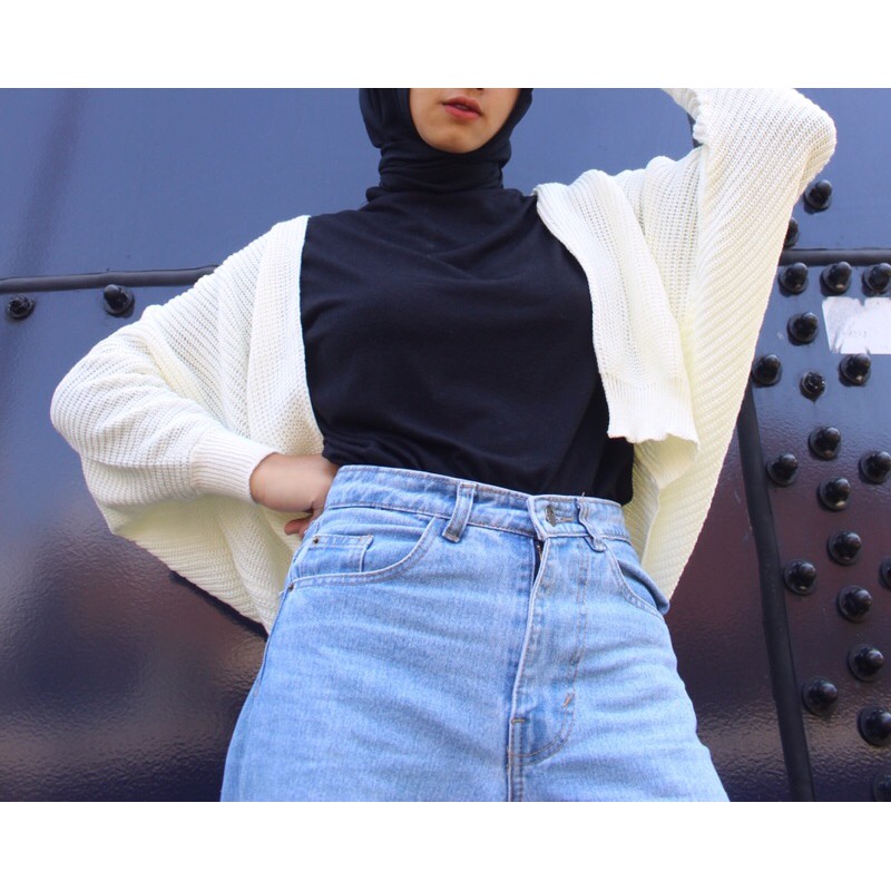 [RAJUT] Cardigan Rajut BATWING tebal-broken white