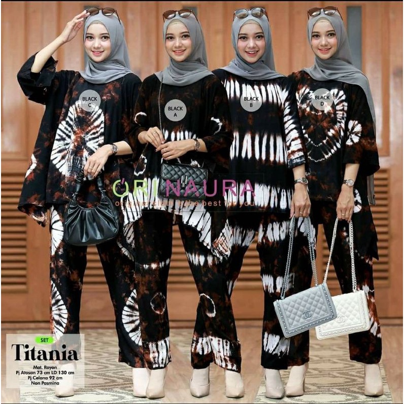 ONE SET CP WAKA GARIS TIEDYE  POLKADOT SET WAKA ONE SET WAKA WAKA JUMBO OVERSIZE SETCEL STELAN RAYON