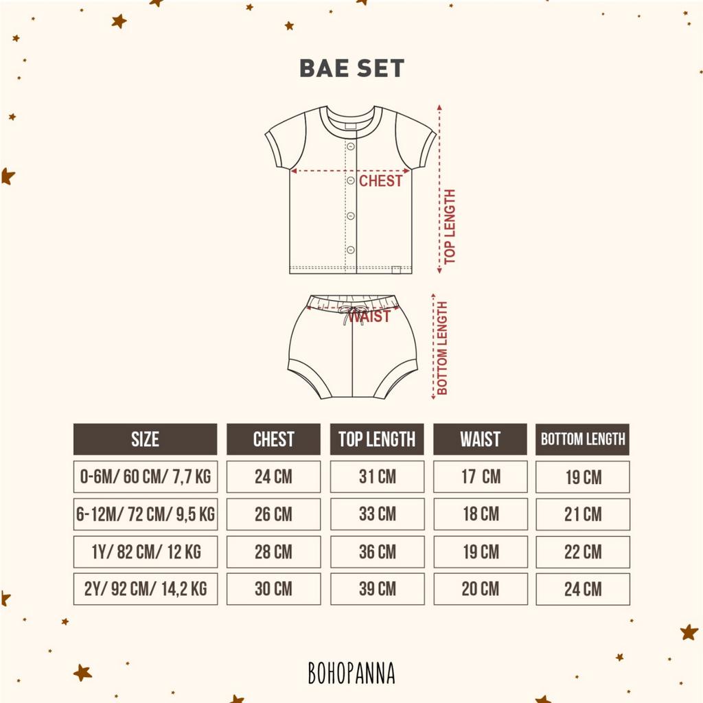 [TOMS] BOHOPANNA (1pcs) Bae Set / Stelan Baju Bayi Tangan Pendek Celana Pendek Unisex (0-2 Thn)
