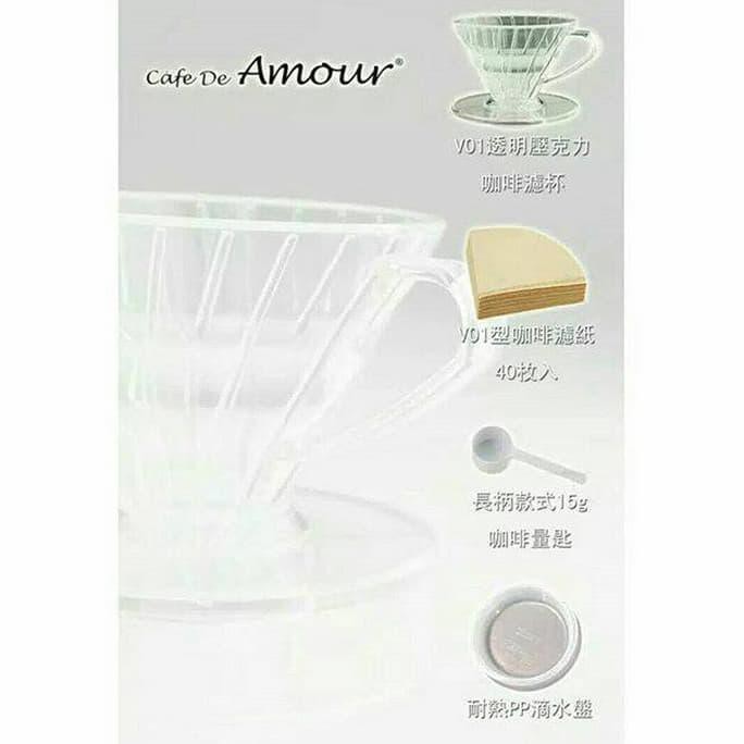 

Hot Promo Tiamo Amour AMG5336 V60-01 Acrylic alat Kopi Dripper + 40 filter